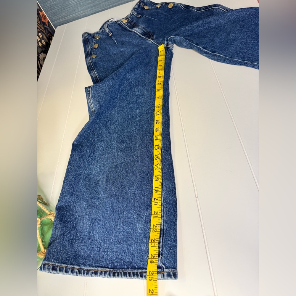 Zara Sailor Denim Jeans US 6 Wide Leg High Waist EUC - Picture 8 of 13